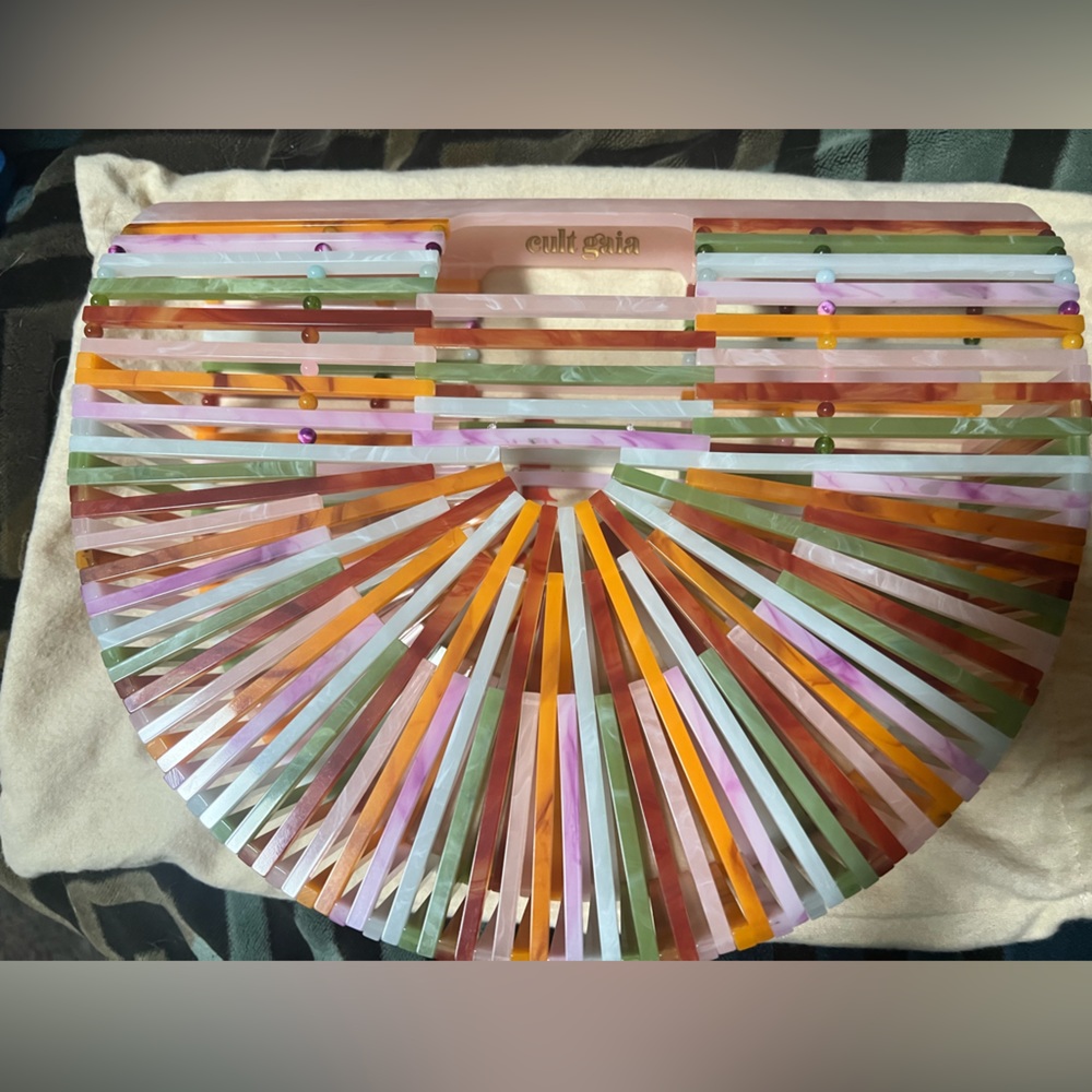 Cult Gaia rainbow acrylic arc bag